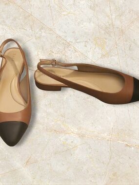 Talbots Brown and Black Two-Tone Slingback Flats